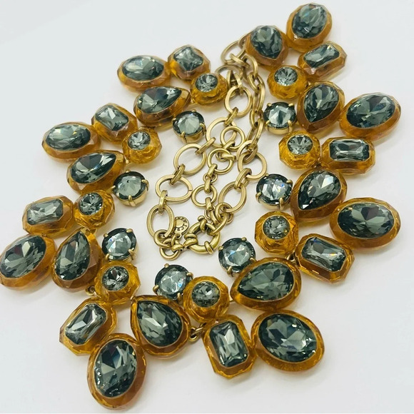 J. Crew Jewel Box Dark Gray Amber Necklace - Picture 2 of 6